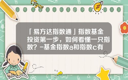 「易方达指数通」指数基金投资第一步，如何看懂一只指数？-基金指数a和指数c有什么区别