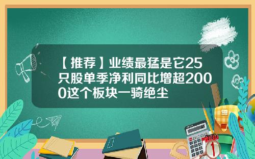 【推荐】业绩最猛是它25只股单季净利同比增超2000这个板块一骑绝尘