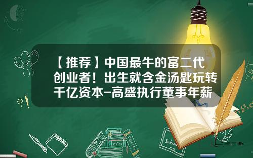 【推荐】中国最牛的富二代创业者!出生就含金汤匙玩转千亿资本-高盛执行董事年薪多少