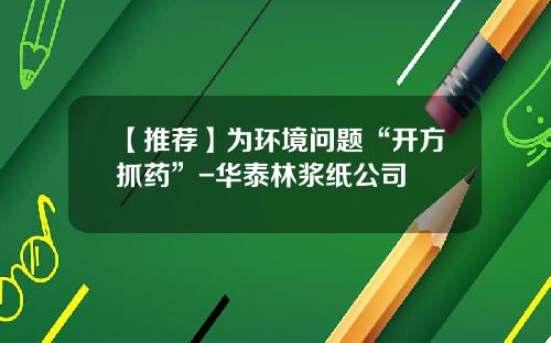 【推荐】为环境问题“开方抓药”-华泰林浆纸公司