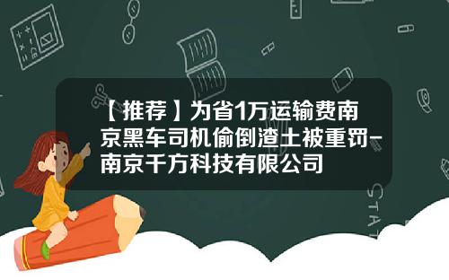 【推荐】为省1万运输费南京黑车司机偷倒渣土被重罚-南京千方科技有限公司