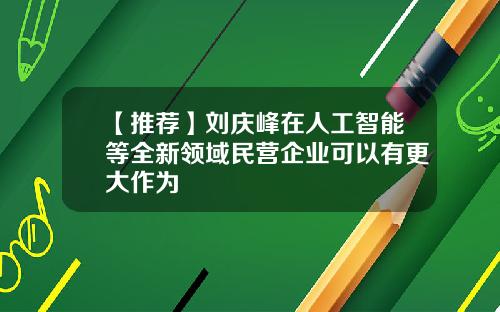 【推荐】刘庆峰在人工智能等全新领域民营企业可以有更大作为