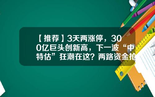 【推荐】3天两涨停，300亿巨头创新高，下一波“中特估”狂潮在这？两路资金抢筹的优质股揭秘-中钱股票资讯