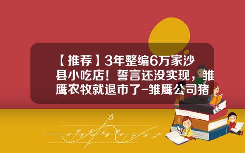 【推荐】3年整编6万家沙县小吃店!誓言还没实现,雏鹰农牧就退市了-雏鹰公司猪肉销售部电话