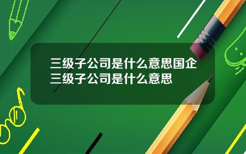 三级子公司是什么意思国企三级子公司是什么意思