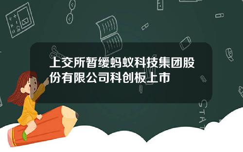 上交所暂缓蚂蚁科技集团股份有限公司科创板上市