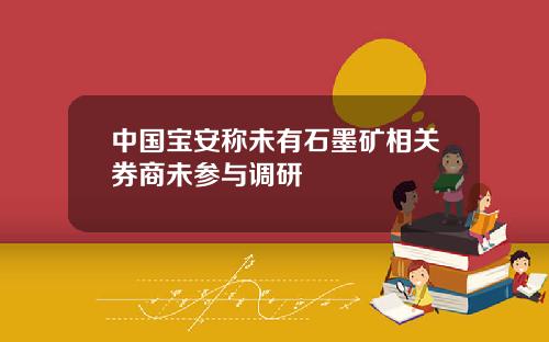 中国宝安称未有石墨矿相关券商未参与调研