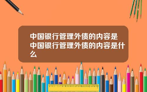 中国银行管理外债的内容是中国银行管理外债的内容是什么