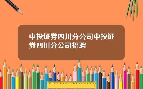中投证券四川分公司中投证券四川分公司招聘