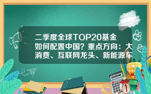 二季度全球TOP20基金如何配置中国？重点方向：大消费、互联网龙头、新能源车板块-重点基金【新闻】.