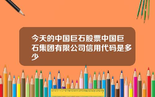 今天的中国巨石股票中国巨石集团有限公司信用代码是多少
