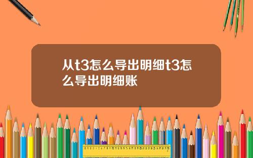从t3怎么导出明细t3怎么导出明细账