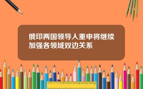 俄印两国领导人重申将继续加强各领域双边关系