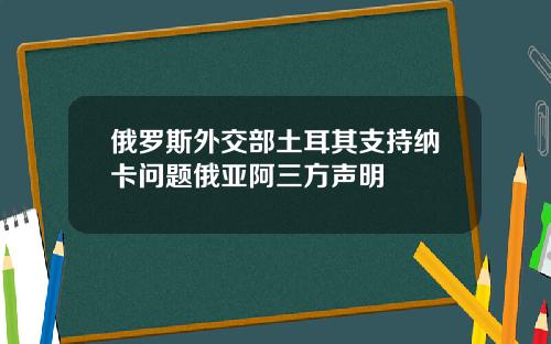 俄罗斯外交部土耳其支持纳卡问题俄亚阿三方声明