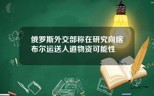 俄罗斯外交部称在研究向喀布尔运送人道物资可能性