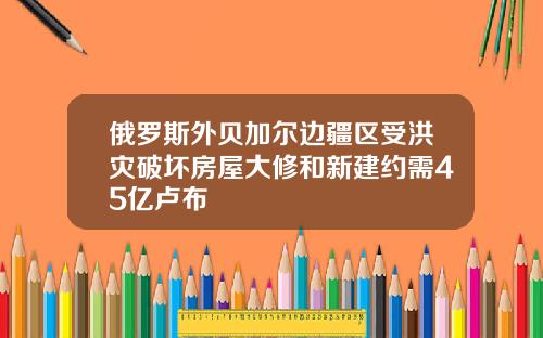 俄罗斯外贝加尔边疆区受洪灾破坏房屋大修和新建约需45亿卢布