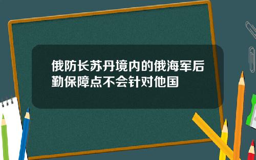 俄防长苏丹境内的俄海军后勤保障点不会针对他国