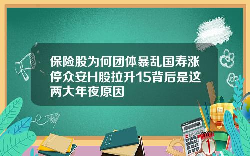保险股为何团体暴乱国寿涨停众安H股拉升15背后是这两大年夜原因