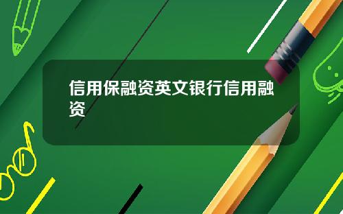 信用保融资英文银行信用融资
