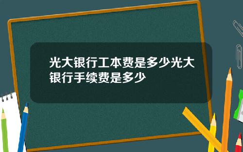 光大银行工本费是多少光大银行手续费是多少