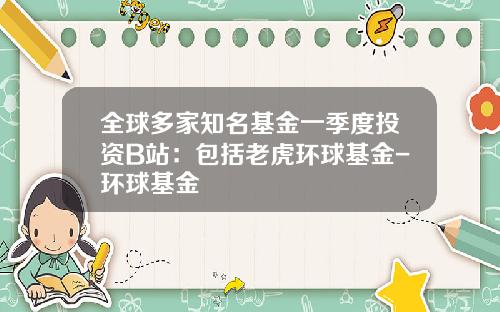 全球多家知名基金一季度投资B站：包括老虎环球基金-环球基金