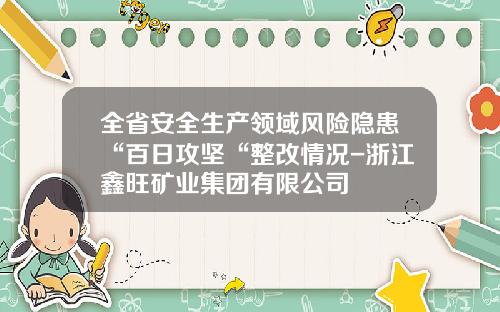 全省安全生产领域风险隐患“百日攻坚“整改情况-浙江鑫旺矿业集团有限公司