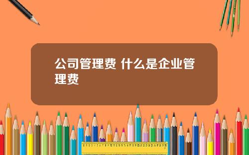 公司管理费 什么是企业管理费