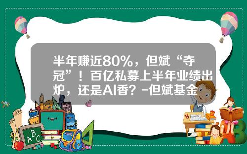 半年赚近80%，但斌“夺冠”！百亿私募上半年业绩出炉，还是AI香？-但斌基金