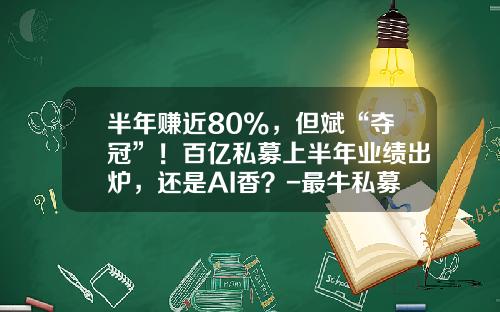半年赚近80%，但斌“夺冠”！百亿私募上半年业绩出炉，还是AI香？-最牛私募基金
