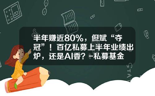 半年赚近80%，但斌“夺冠”！百亿私募上半年业绩出炉，还是AI香？-私募基金炒股