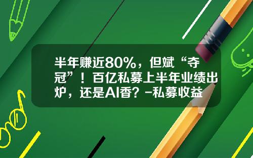 半年赚近80%，但斌“夺冠”！百亿私募上半年业绩出炉，还是AI香？-私募收益率普遍多少呢