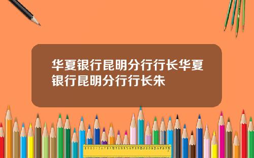 华夏银行昆明分行行长华夏银行昆明分行行长朱