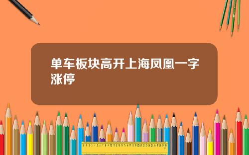 单车板块高开上海凤凰一字涨停