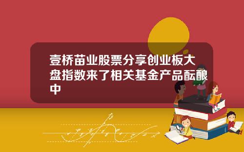 壹桥苗业股票分享创业板大盘指数来了相关基金产品酝酿中