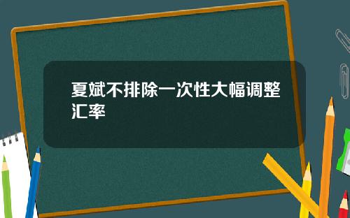夏斌不排除一次性大幅调整汇率