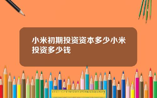 小米初期投资资本多少小米投资多少钱