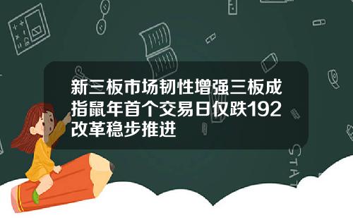 新三板市场韧性增强三板成指鼠年首个交易日仅跌192改革稳步推进