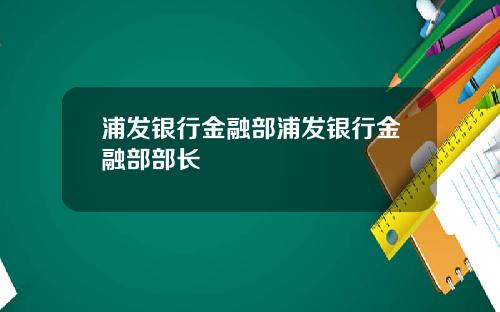 浦发银行金融部浦发银行金融部部长