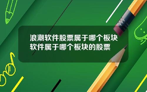 浪潮软件股票属于哪个板块软件属于哪个板块的股票