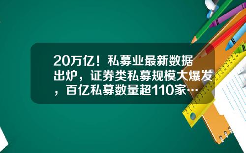 20万亿！私募业最新数据出炉，证券类私募规模大爆发，百亿私募数量超110家…-基金投资人数