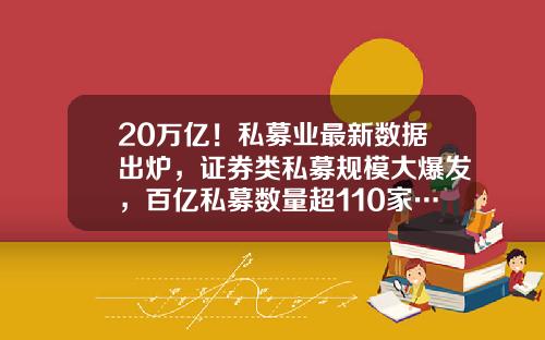 20万亿！私募业最新数据出炉，证券类私募规模大爆发，百亿私募数量超110家…-多少家私募公司