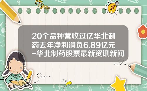 20个品种营收过亿华北制药去年净利润负6.89亿元-华北制药股票最新资讯新闻