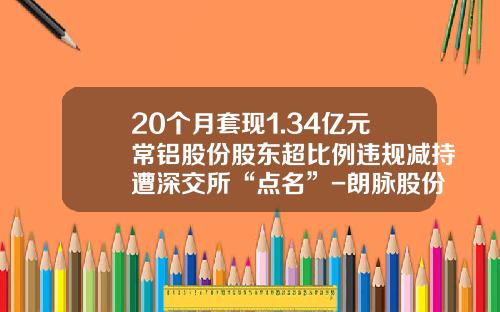 20个月套现1.34亿元常铝股份股东超比例违规减持遭深交所“点名”-朗脉股份有限公司