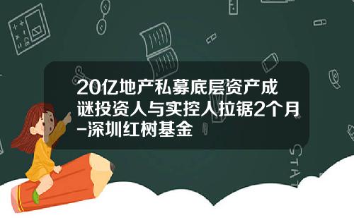 20亿地产私募底层资产成谜投资人与实控人拉锯2个月-深圳红树基金