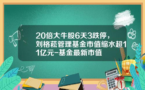 20倍大牛股6天3跌停，刘格菘管理基金市值缩水超11亿元-基金最新市值