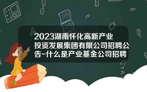 2023湖南怀化高新产业投资发展集团有限公司招聘公告-什么是产业基金公司招聘