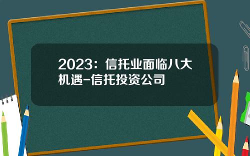 2023：信托业面临八大机遇-信托投资公司