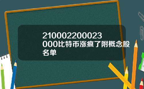 210002200023000比特币涨疯了附概念股名单