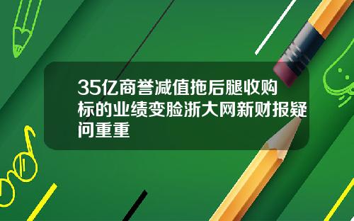 35亿商誉减值拖后腿收购标的业绩变脸浙大网新财报疑问重重