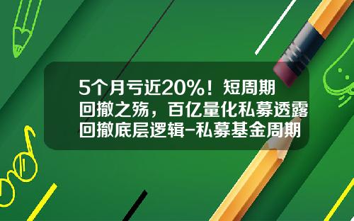 5个月亏近20%！短周期回撤之殇，百亿量化私募透露回撤底层逻辑-私募基金周期